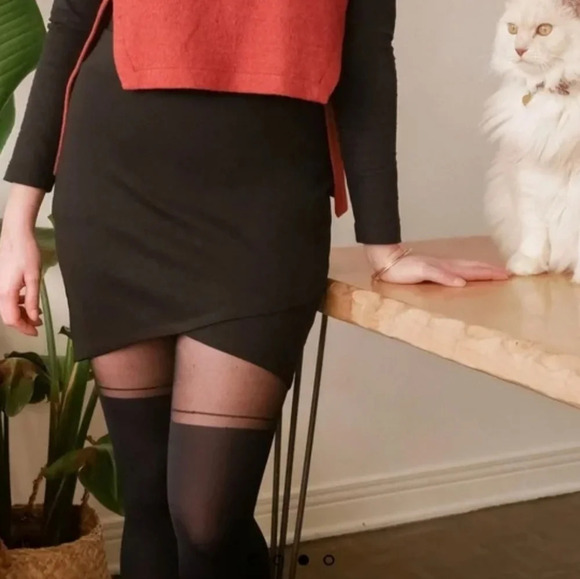 Sz M From Rachel Black Faux Wrap Mini Skirt - Picture 1 of 9